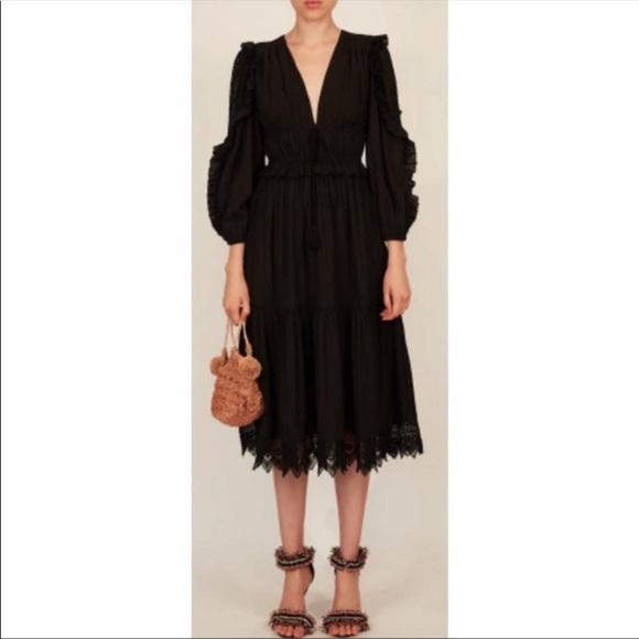 Ulla Johnson Sheila Midi Dress Noir Black Sz 6 - Picture 3 of 4